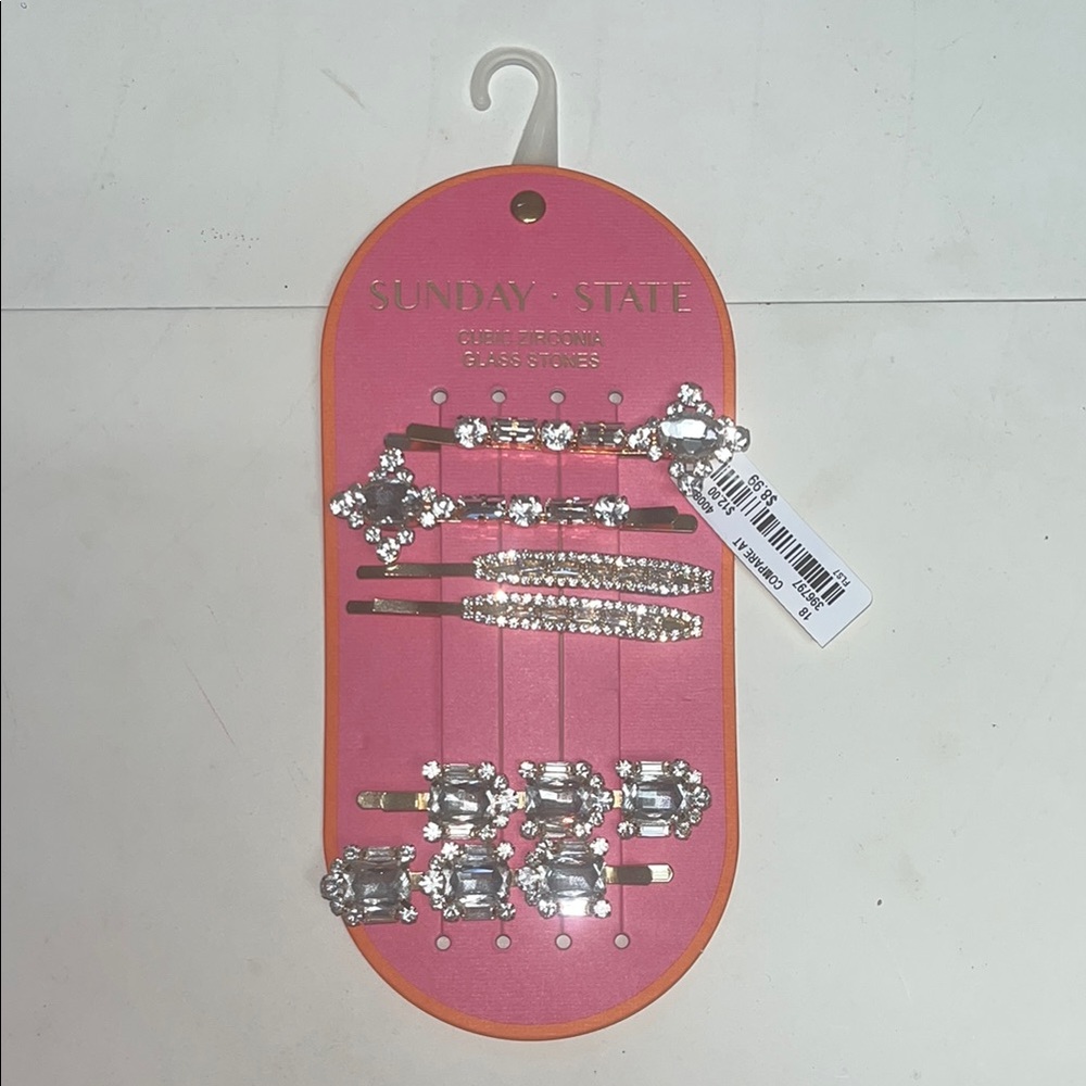 Crystal Hair Clip Set - Silver and Gold